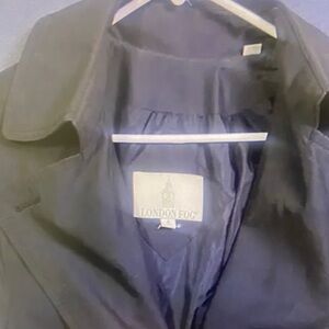 Vintage London Fog Double Breasted Belted Trench Coat Womens 6P Navy Nautical